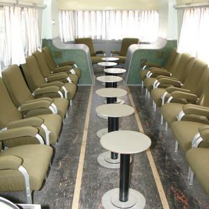 Interior del Talgo. Museu del Ferrocarril de Catalunya.