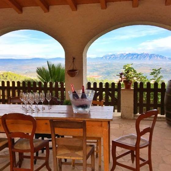 A pairing local breakfast is served at the terrace of the old farmhouse Can Llopart de Subirats 